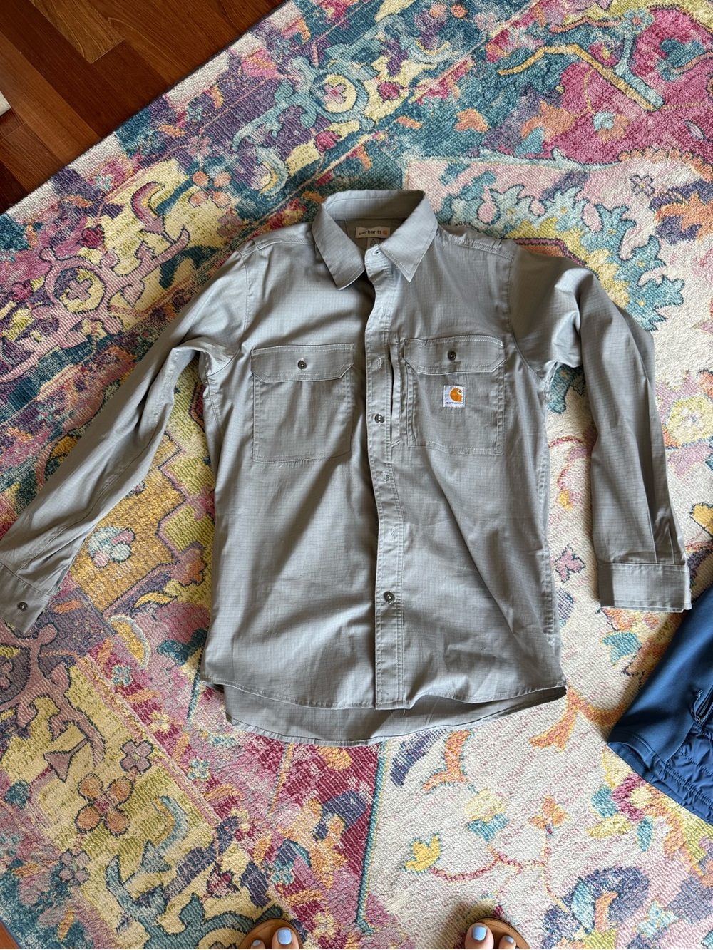 Carhartt Olive Green/Gray Button-Front Work Shirt